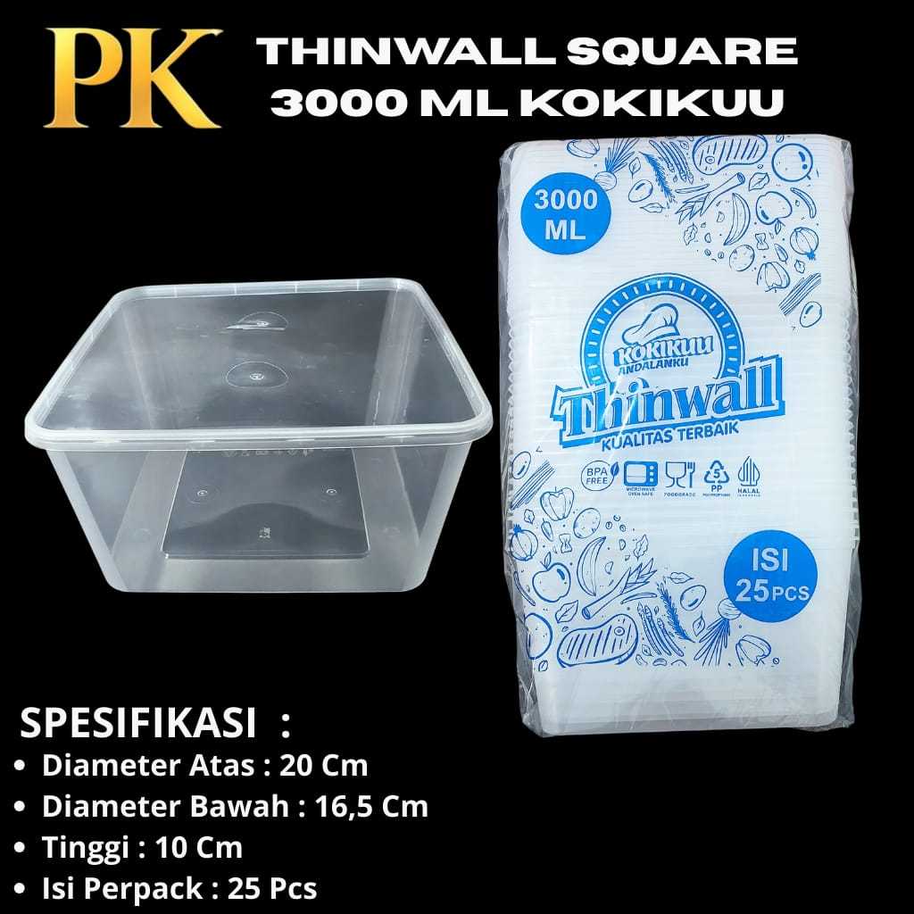 Thinwall 3000ml Kotak Plastik Makanan – Wadah Nasi Lauk Catering