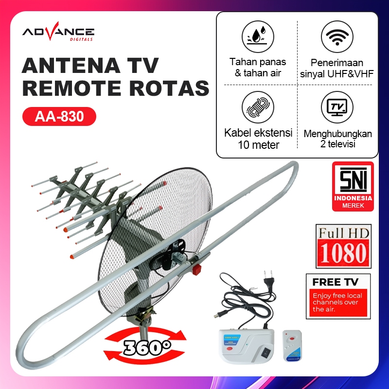 Advance AA-830 Antena Outdoor dengan Remote Bisa Berputar Support STB TV LED Tabung Garansi 1 Tahun