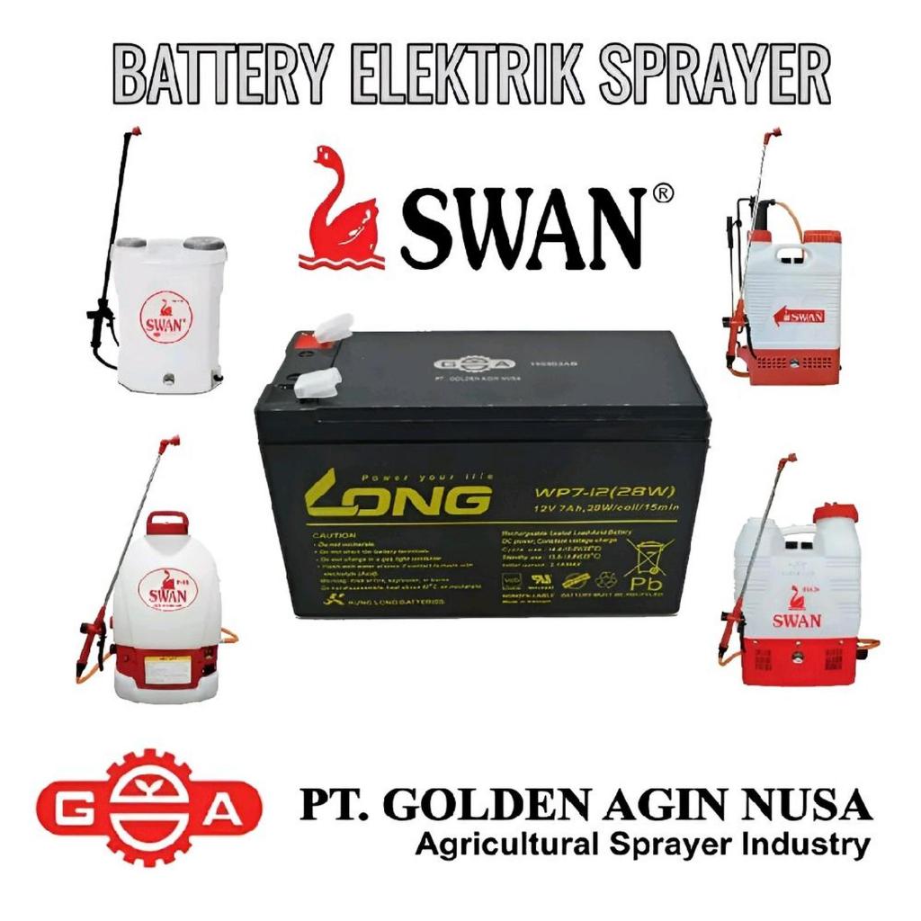 Aki Sprayer Swan Baterai UPS Battery Aki Kering Batere Aki Long SPRAYER ELEKTRIK SWAN 12V 7AH