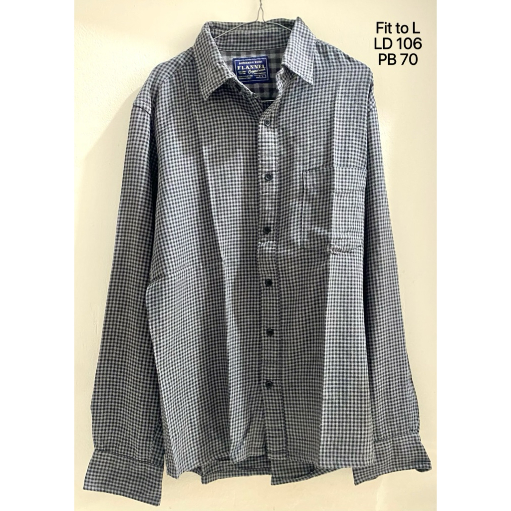 Kemeja Flanel Pria Kotak Abu-abu