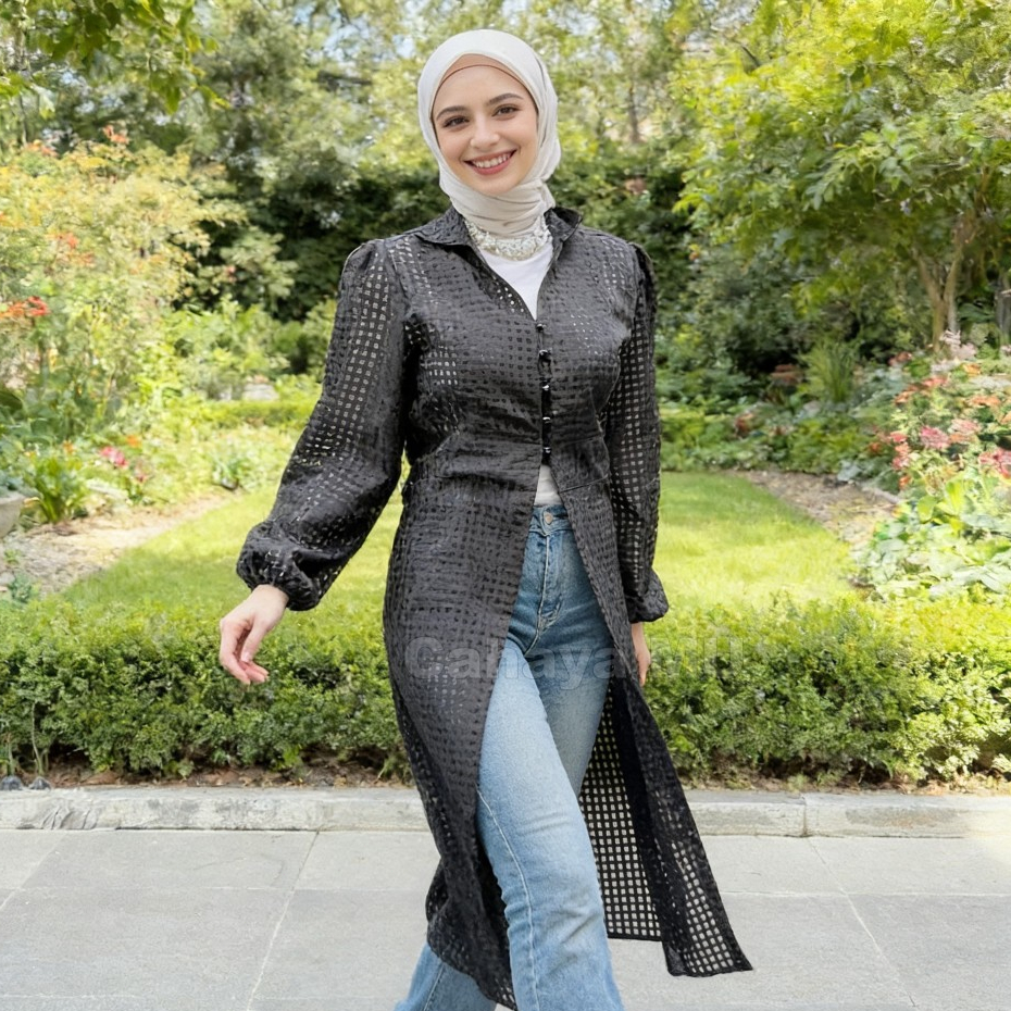 Tunic Brokat Putih Mewah Terbaru/Tunik Lebaran/Tunik Kondangan