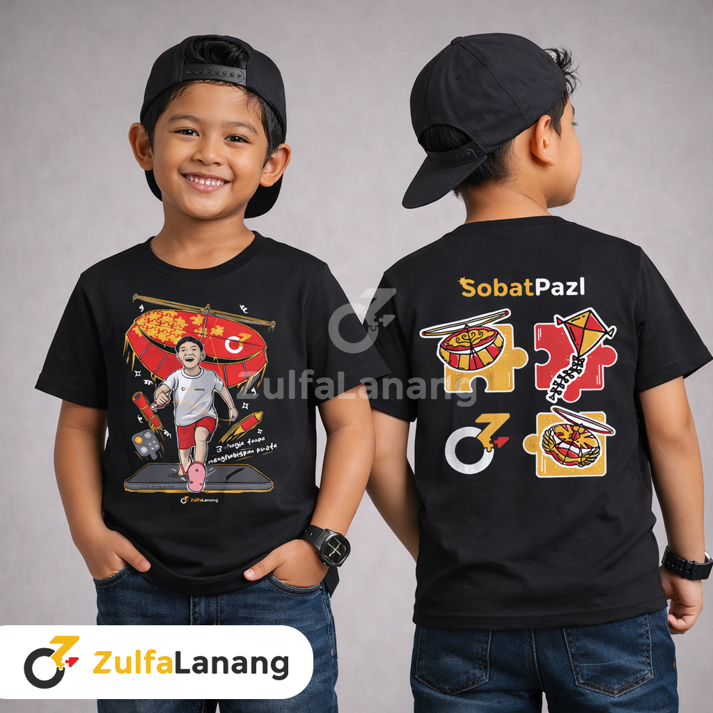 Kaos Zulfa Lanang Layangan - Kaos Zulfa Lanang -Kaos Anak dan Dewasa - Bahan Katun Crew Neck - MIX 1