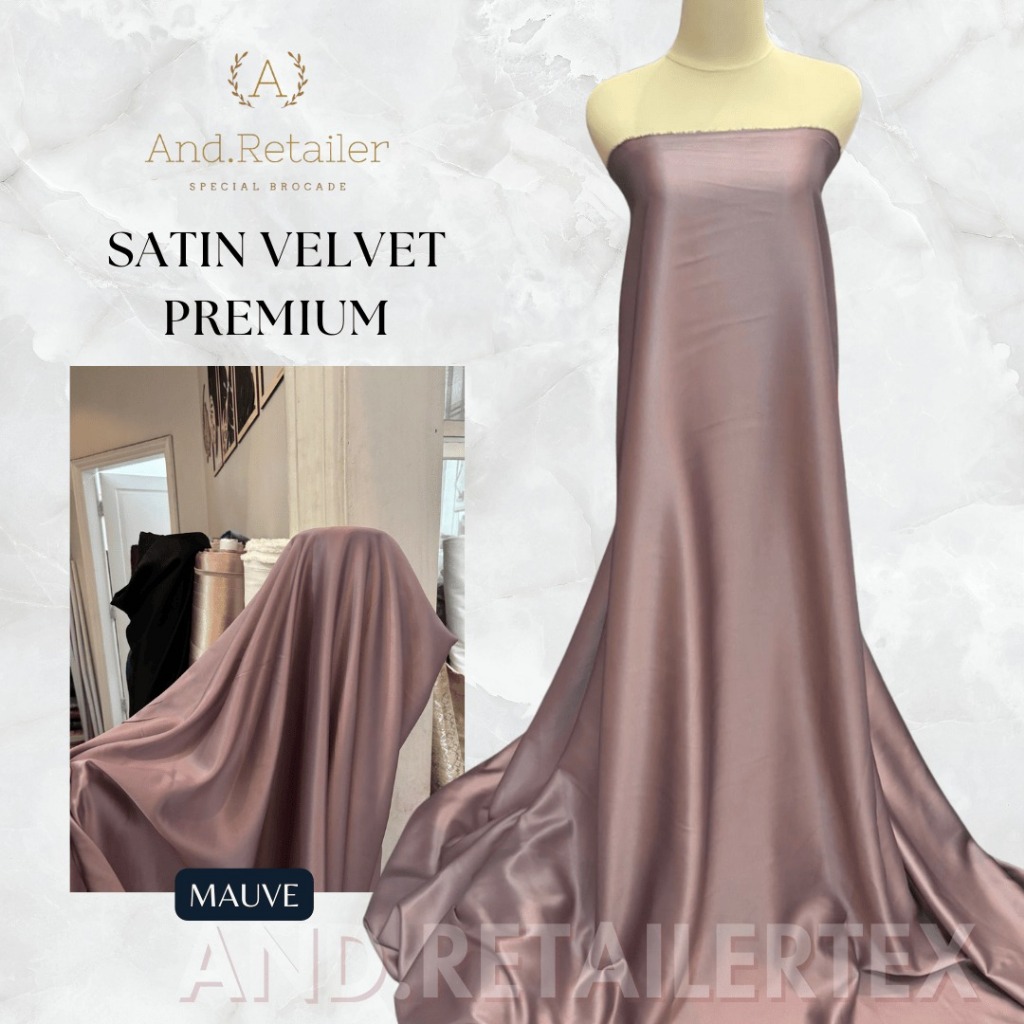 Bahan Kain Satin Saten Velvet Silk Premium warna mauve Ungu