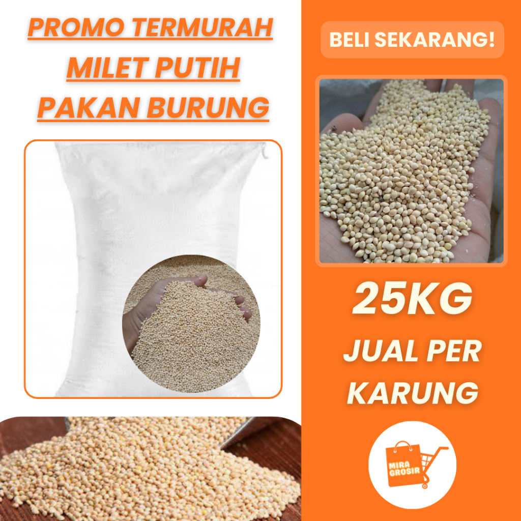[KEMASAN KARUNG] Milet Putih 25kg Pakan Burung Berkualitas