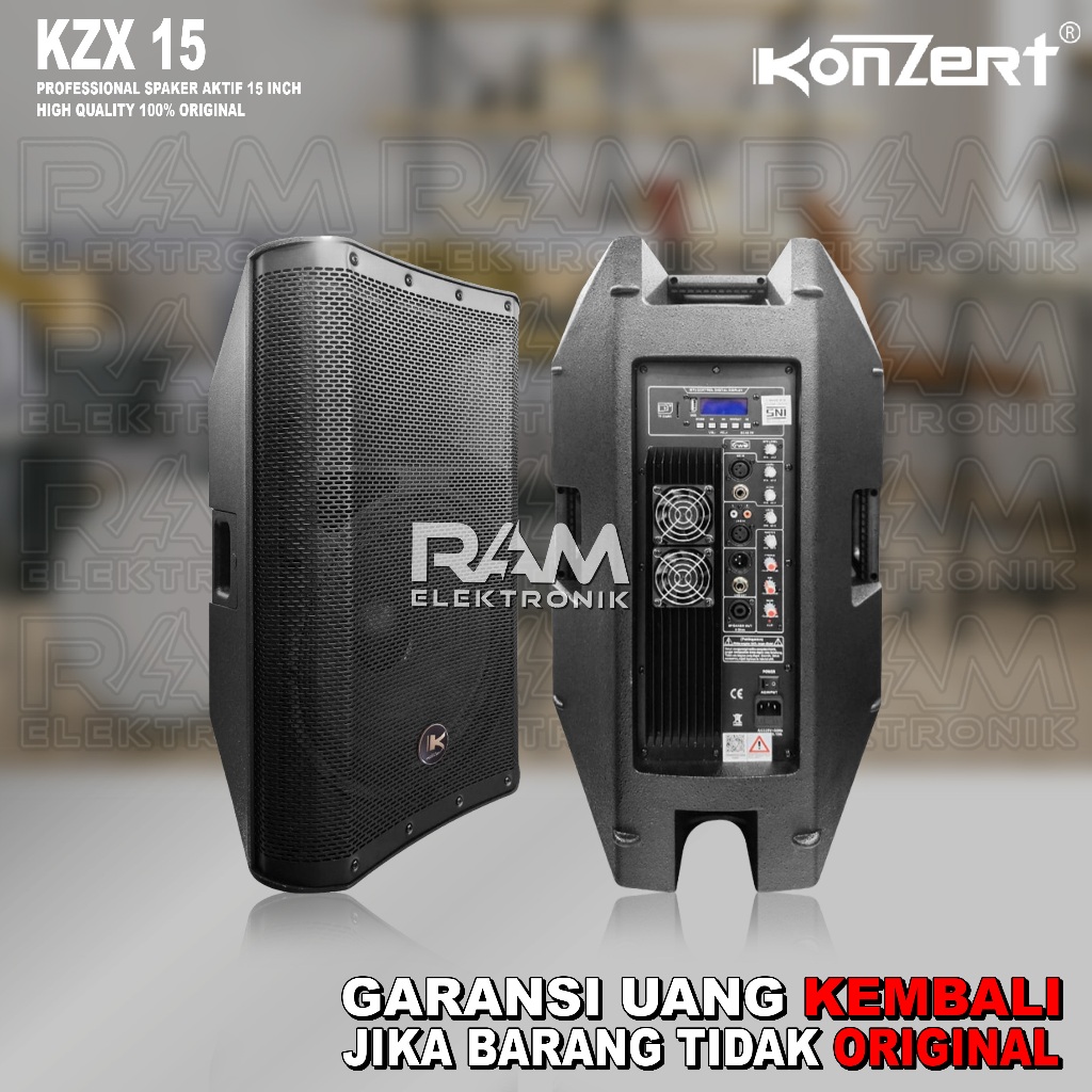 Speaker Aktif 15 Inch KONZERT KZX15 | KZX 15 Bluetooth USB TWS Original By Audio Seven