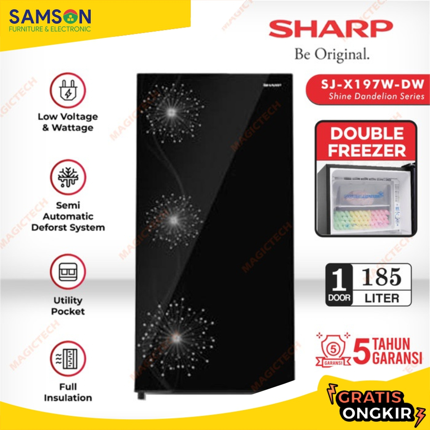 KULKAS SHARP 1 PINTU SJ-X197W-DW / SJ-X197 DOUBLE FREEZER 185L