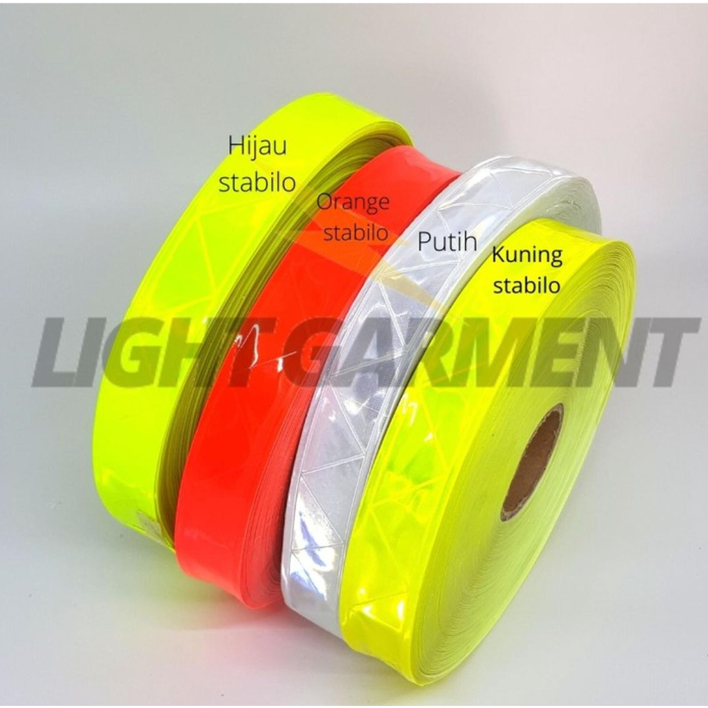 Pita Scotchlite Skotlet Scotlight PVC Reflektif 2,5 cm per rol 50 meter motif Segitiga / Pita Reflek