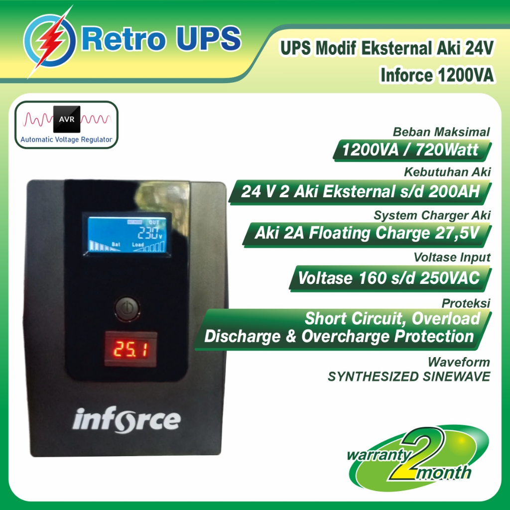 UPS Modif Modifikasi Eksternal Aki 24V Inforce 1200VA BARU