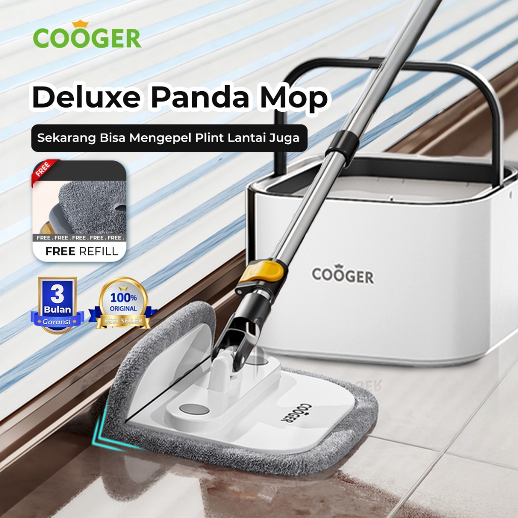 [FREE REFILL] COOGER Alat Pel Air Kotor Terpisah Pel Lantai Lipat Foldable Spin Mop Kain Microfiber 