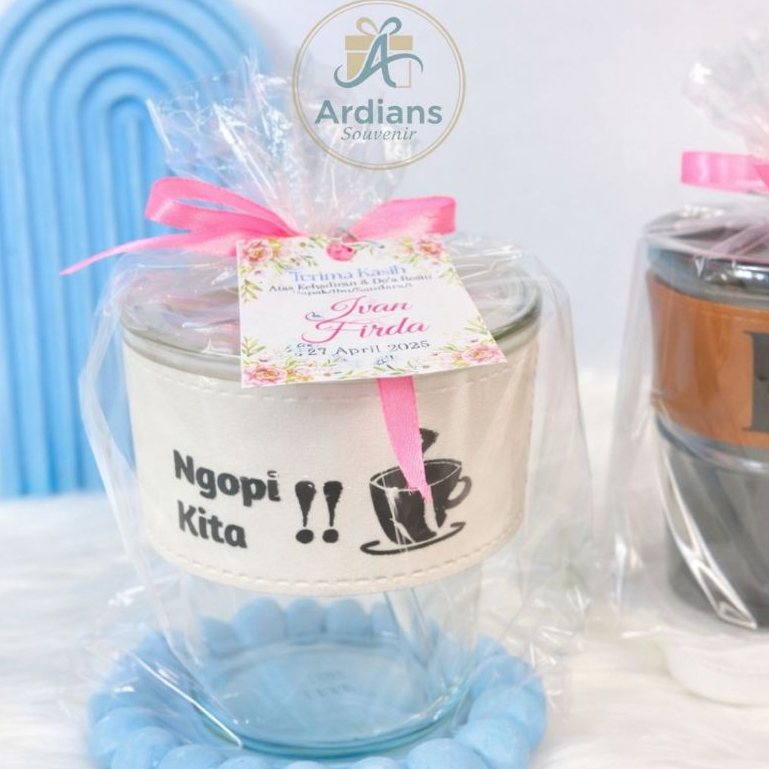 (50 PCS) Souvenir Pernikahan Gelas Tumbler Aesthetic 400ml Gelas Minum Kaca Sedotan Sovenir Suvenir