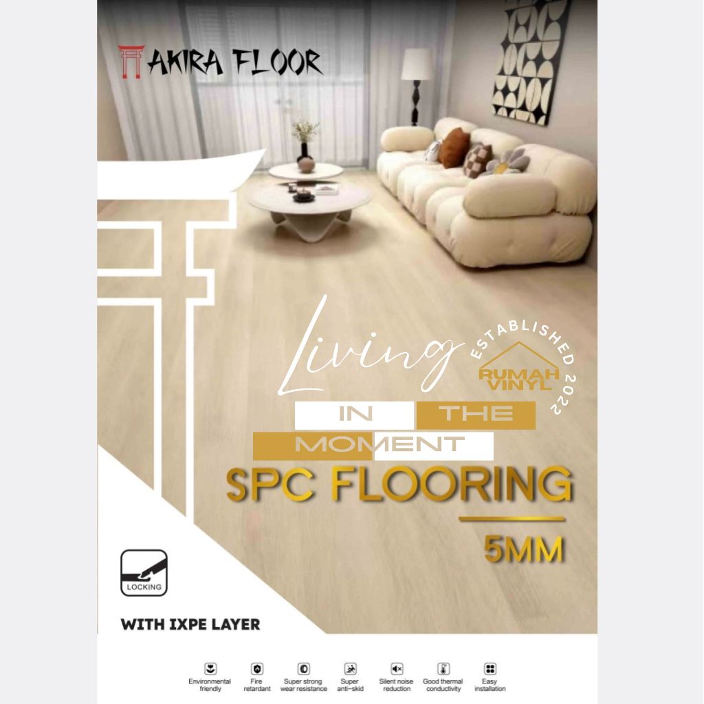 Vinyl Lantai SPC / SPC Akira / Akira Floor / SPC Lantai Akira 5mm /SPC Akira 5mm include Underlayer