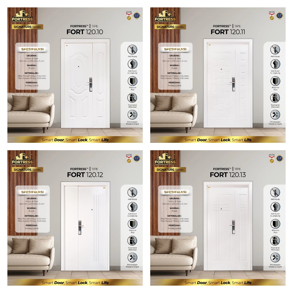 FORTRESS Pintu Baja Tipe FORT Mom & Son Putih / White (fullset)