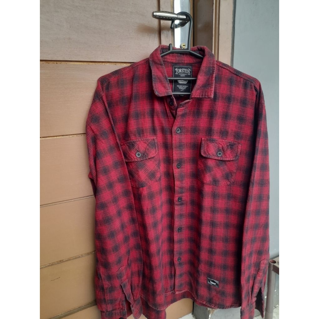 setelan jeans pria sebetis(cocok buat yg sunah) &kemeja flanel brand torstein