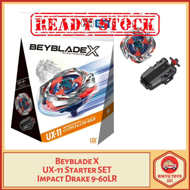 Beyblade X UX-11 Impact Drake Ratchet 9-60 Bit LR Low Rush Starter Set with Launcher Takara Tomy Tak