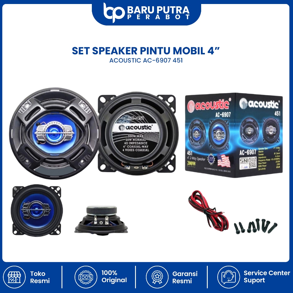 Set Speaker Mobil 4 Inch Two Way ACOUSTIC AC-6907 451 (4") Original