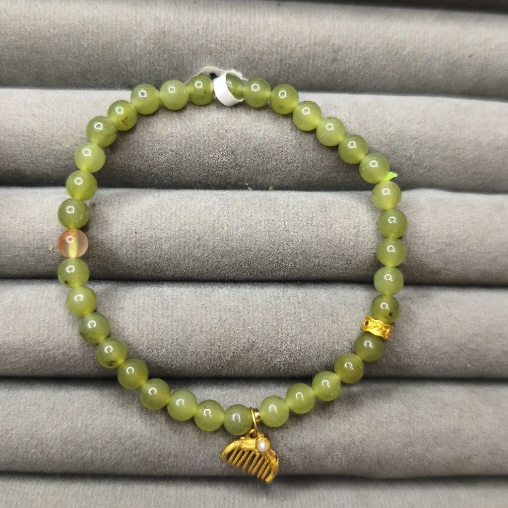 Gelang Batu Giok Hetian Jade 5mm