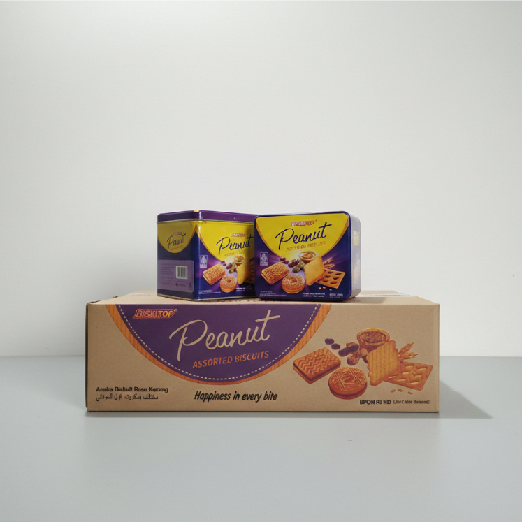 Biskitop Peanut Assorted Biscuits 400gr / Biskitop Biskuit Kacang Kemasan Kaleng 400gr
