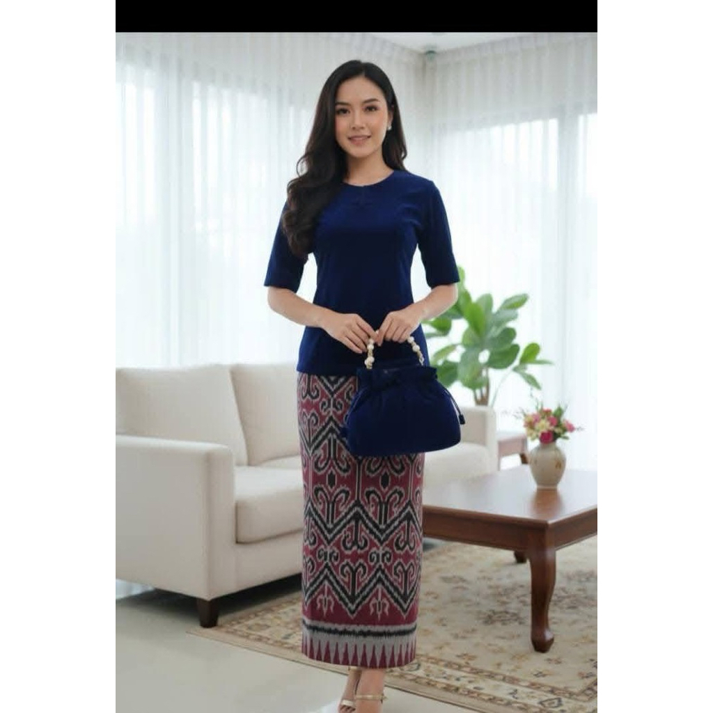 Baju Tenun Troso Motif toraja Set Rok Tenun Blouse Bahan Bludru Premium Halus
