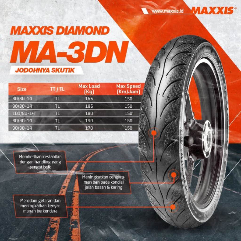 Ban Maxxis Diamond 90/90-14 Tubless ban belakang vario /beat Dll