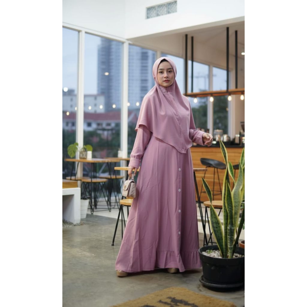 Gamis Murah Set Khimar Ori Shan Glow//Gamis Lebaran kondangan