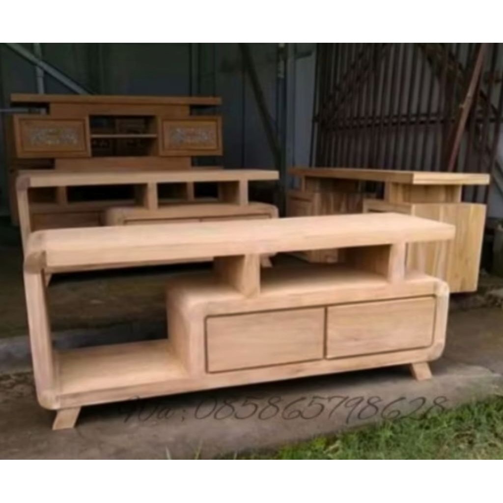Ready Stok  BUFET JATI ASLI MENTAHAN Meja Tv minimalis Full Kayu Jati Drawer Jati Bufet minimalis Fu