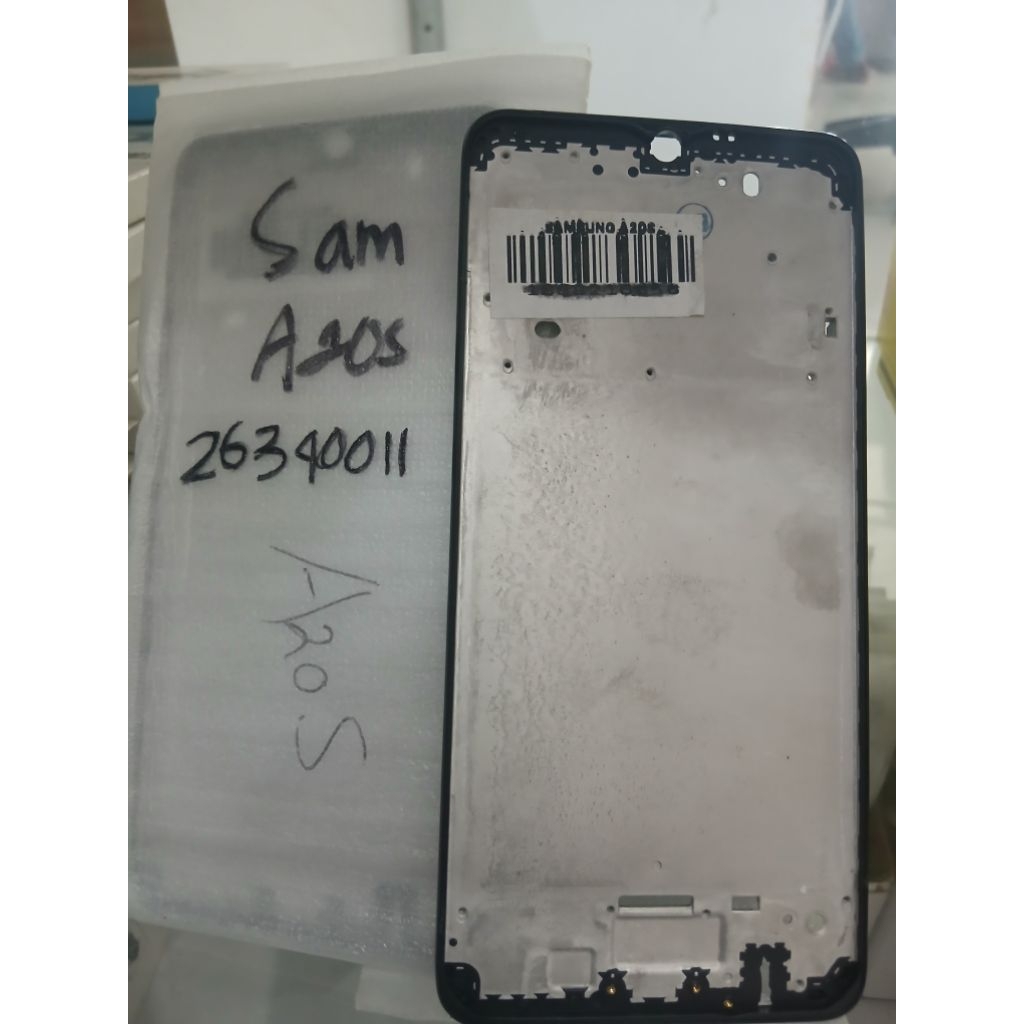 FRAME LCD SAMSUNG A20S BLACK FRAME/DUDUKAN LCD