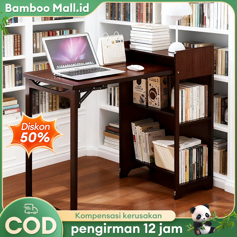 Meja Komputer/Meja Sederhana/Meja Lipat/Meja Multifungsi/Meja Bambu/Penyimpanan Berlapis-Lapis
