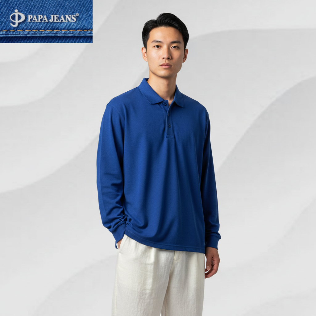 Papa Jeans Kaos Kerah Polo Shirt Lengan Panjang Benhur