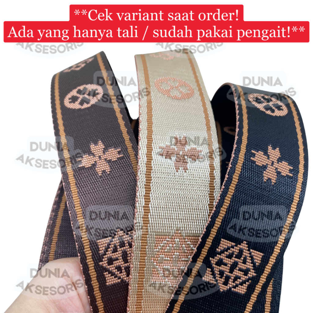 Asesoris Tas Tali Bisban Motif Bunga (Hitam) - 4 cm / BISAN ONLY/ SIAP PAKAI / PREMIUM (HALUS - IMPO