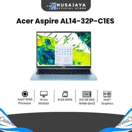 ACER LAPTOP ASPIRE LITE AL14-32P- C1ES 14" WUXGA INTEL N150 RAM 8GB SSD 512GB INTEL GRAPHICS WINDOWS