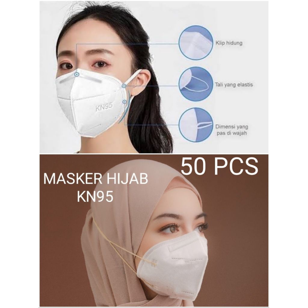 Masker KN95 Earloop & Headloop Medis Putih 50 pcs