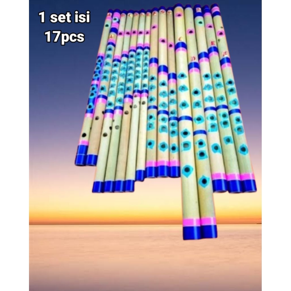 17 buah suling bambu dangdut 1 set flat keyboard
