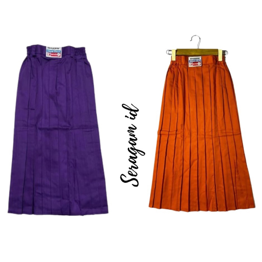 ROK SERAGAM SEKOLAH warna ORANGE & UNGU