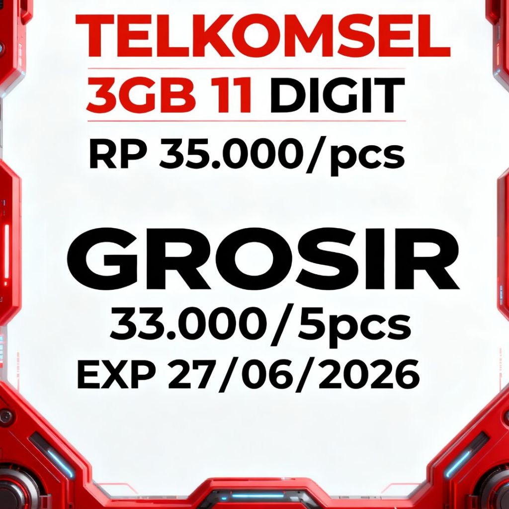 Kartu Perdana TELKOMSEL 11 DIGIT 3GB ( Nomor ACAK/RANDOM )