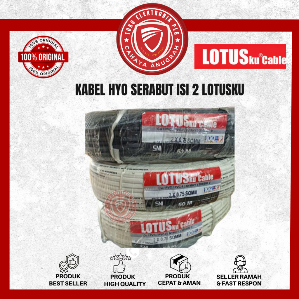 Kabel HYO 2X1.5 Lotus || Kabel serabut 2x2.5 SNI || Kabel serabut Full tembaga