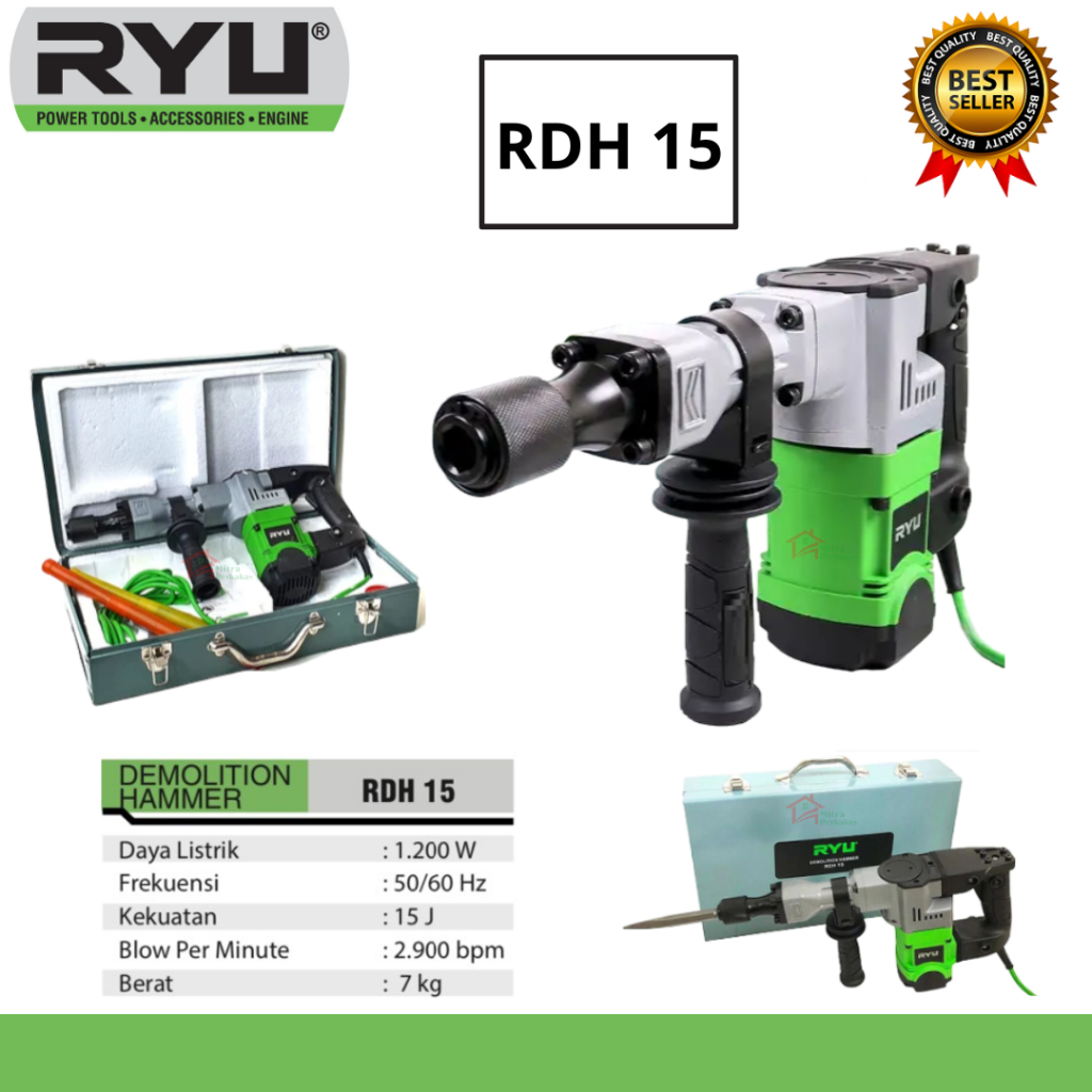 RDH15 Mesin Bor bobok Beton Tembok Ryu Demolition Hammer RYU
