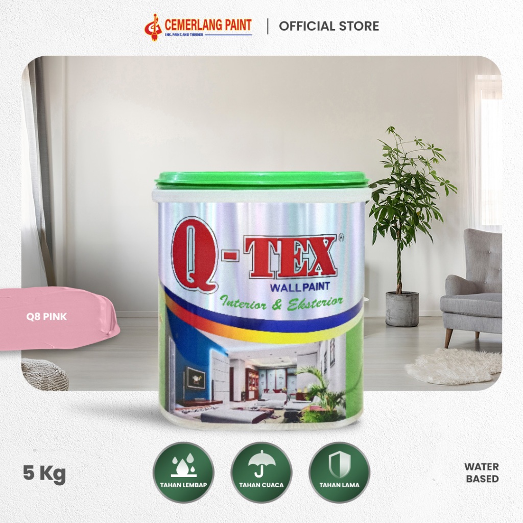 Cat Tembok Interior & Eksterior Q-TEX Warna Pink - 5 KG/5L