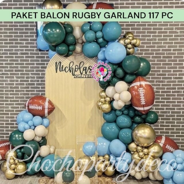 Paket Balon BOLA RUGBY GARLAND 117 PC / Dekorasi Ulang Tahun BOLA RUGBY