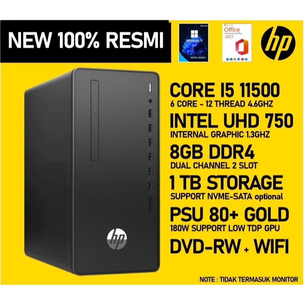 HP 280 Pro G8 Microtower PC BUILT UP CORE I5 11500 8GB DDR4