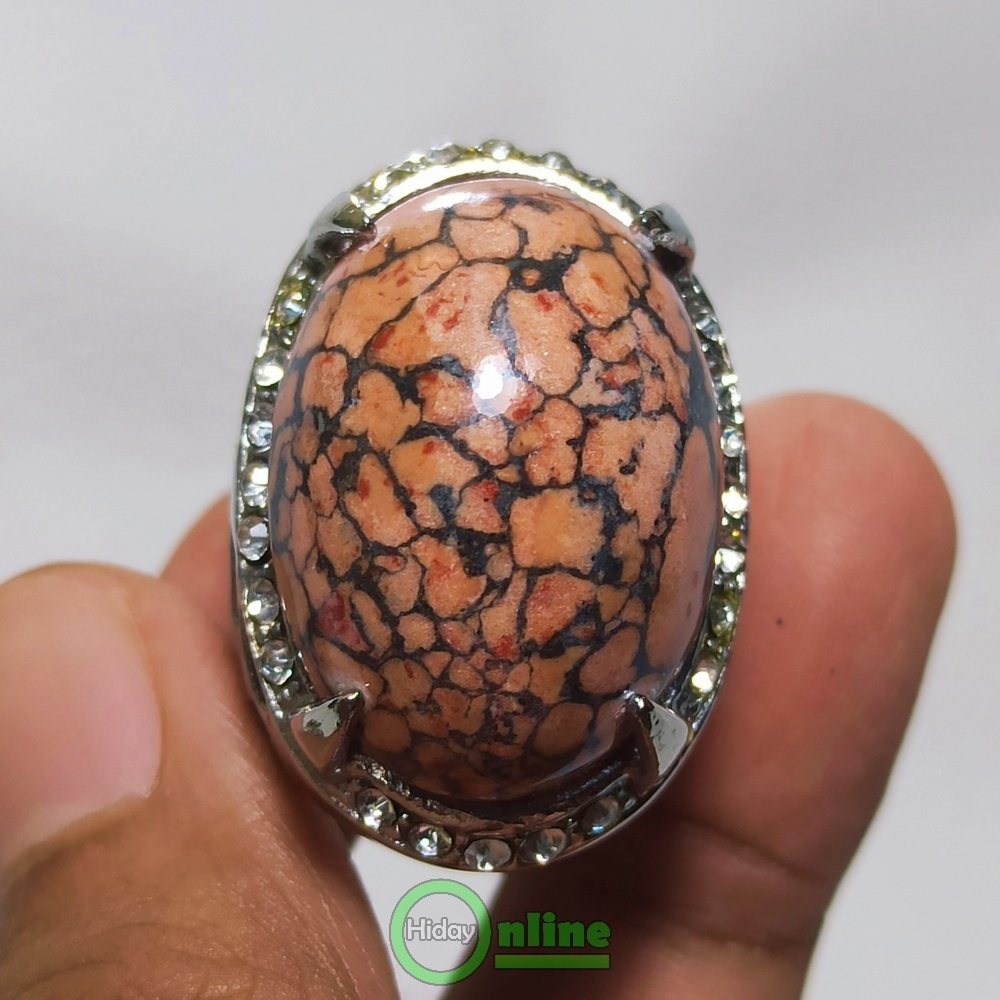 CINCIN BATU AKIK PIRUS PINK BORNEO FULL URAT REPLIKA