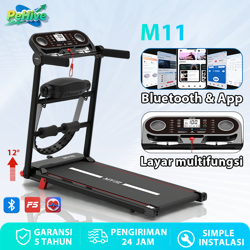 PeHive Treadmill Listrik M11 Bluetooth APP Treadmill Lipat Low Watt Incline Walking Pad