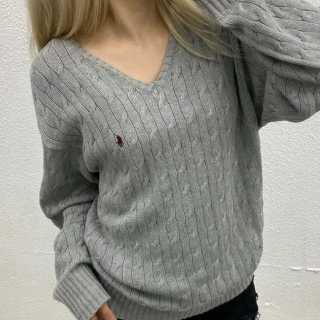 Polo Ralph Lauren grey cable knit sweater