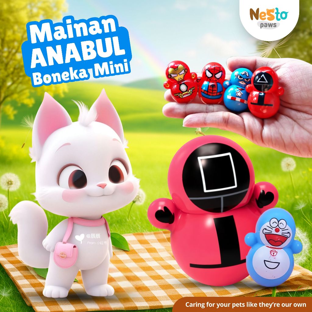Mainan Kucing Boneka Goyang Tumbler Mini Interaktif Lucu Nestopaws
