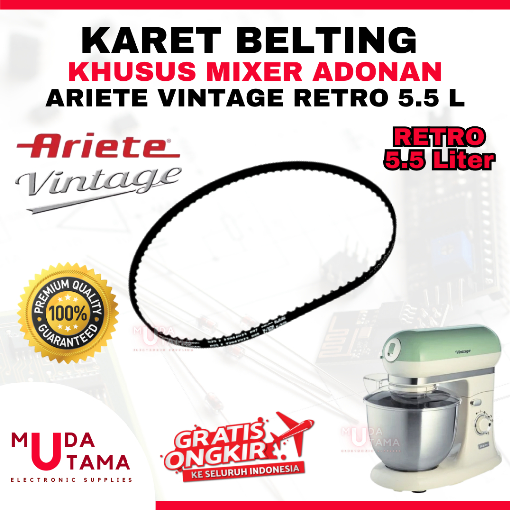 KARET MIXER ARIETE VINTAGE RETRO 5.5L - BELTING STAND MIXER ARIETE VINTAGE 5.5L - VANBELT MIXER ARIE