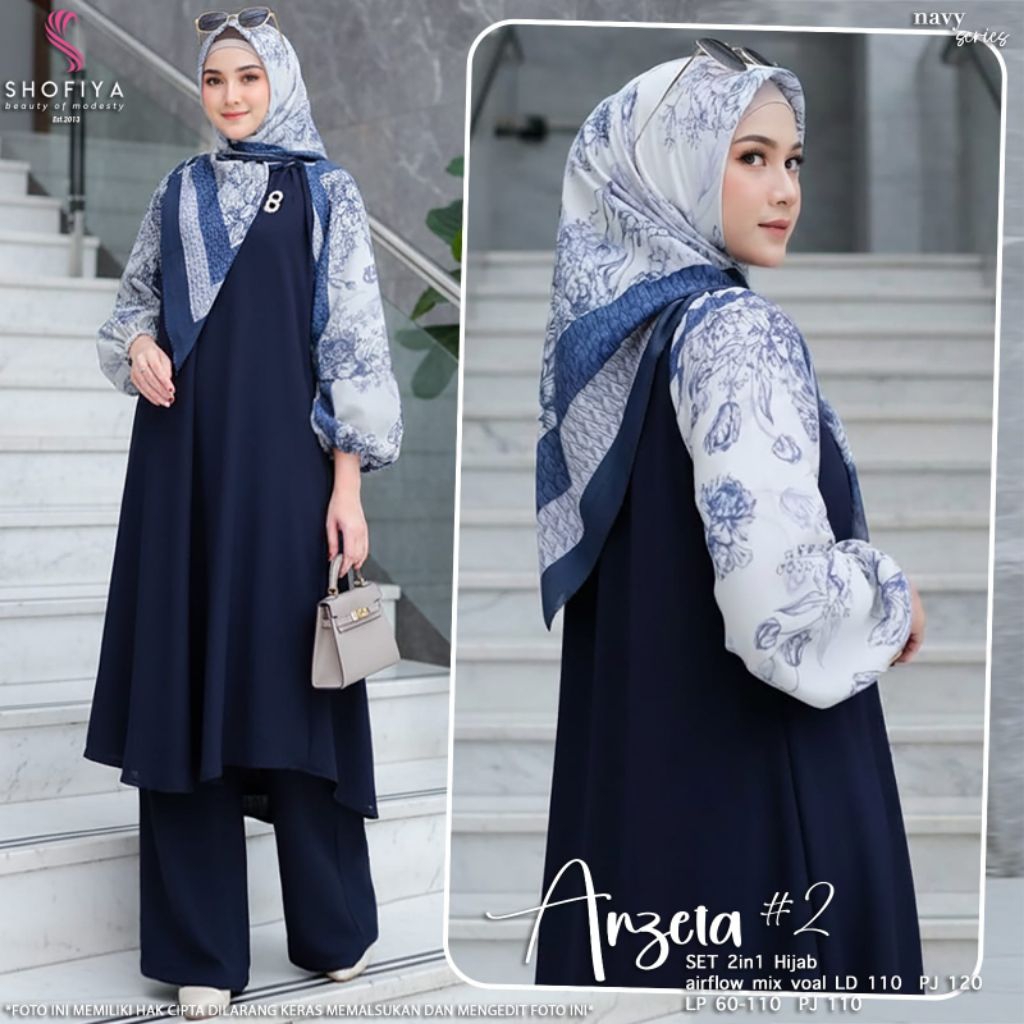 (NEW) SETELAN WANITA FASHION MUSLIM //KEMUNING  - ARZETA SET HIJAB LD-110 & LD-120 BY SHOFIYA