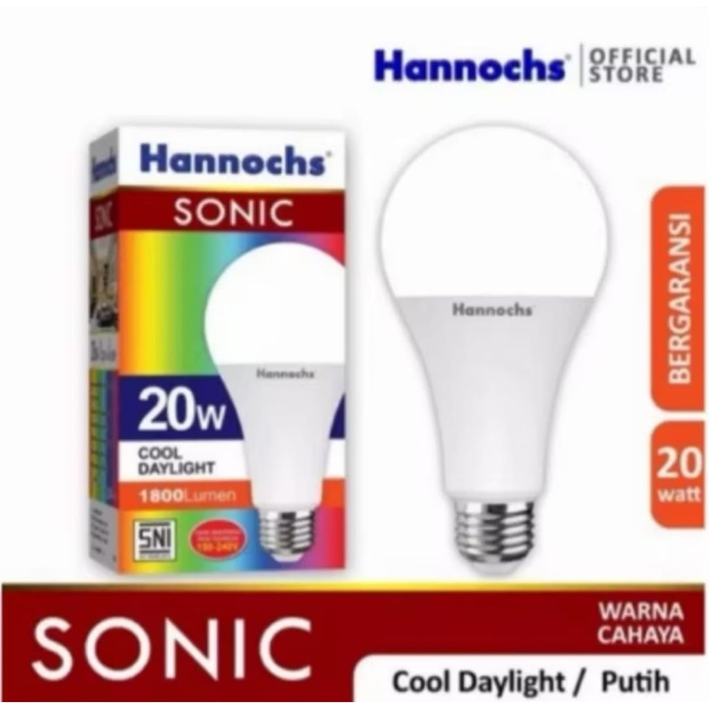 HANNOCHS SONIC LED 20W 20WATT CAHAYA PUTIH ORIGINAL GARANSI