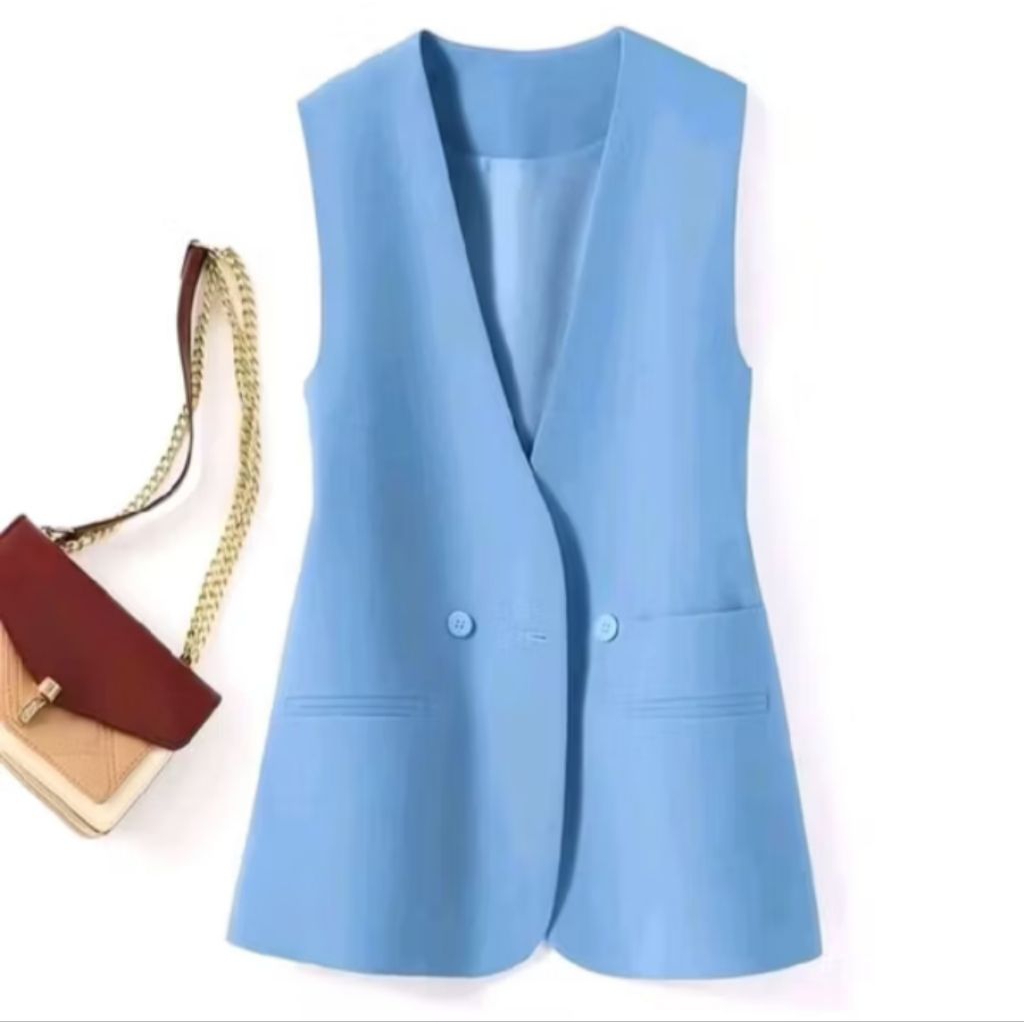 Vest Rompi Wanita Blazer Wanita Tanpa Lengan Atasan Wanita