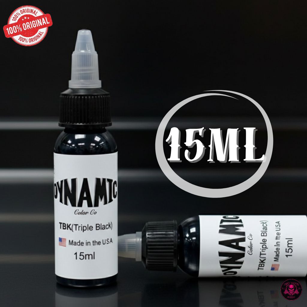 Dynamic Tattoo Ink TBK 15ml Original USA – Warna Hitam Intens, Cocok Semua Gaya