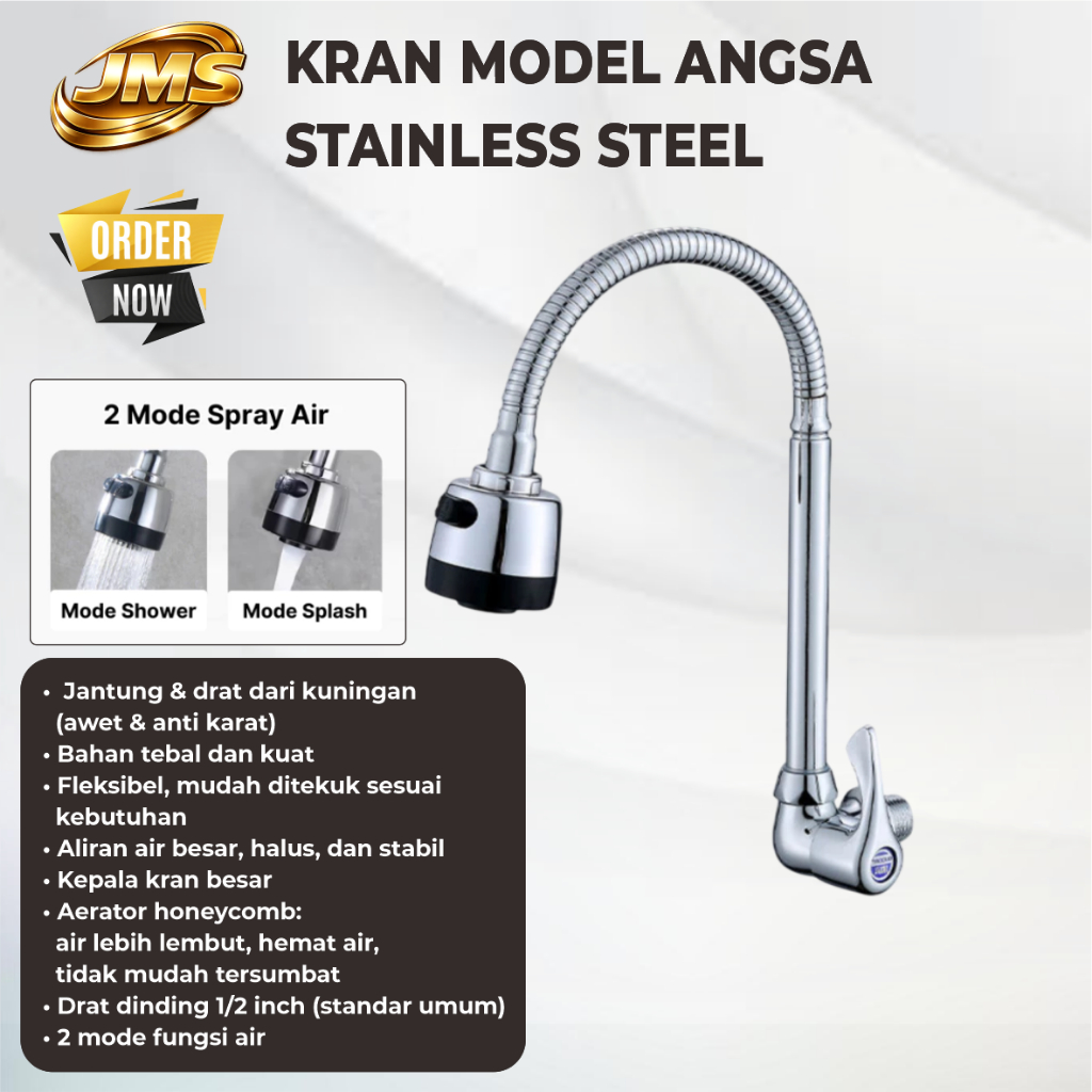 Kran air wastafel Angsa Fleksibel Stainless Steel 2 Mode Semprot / Kran Air Dapur Angsa Stainless Fl