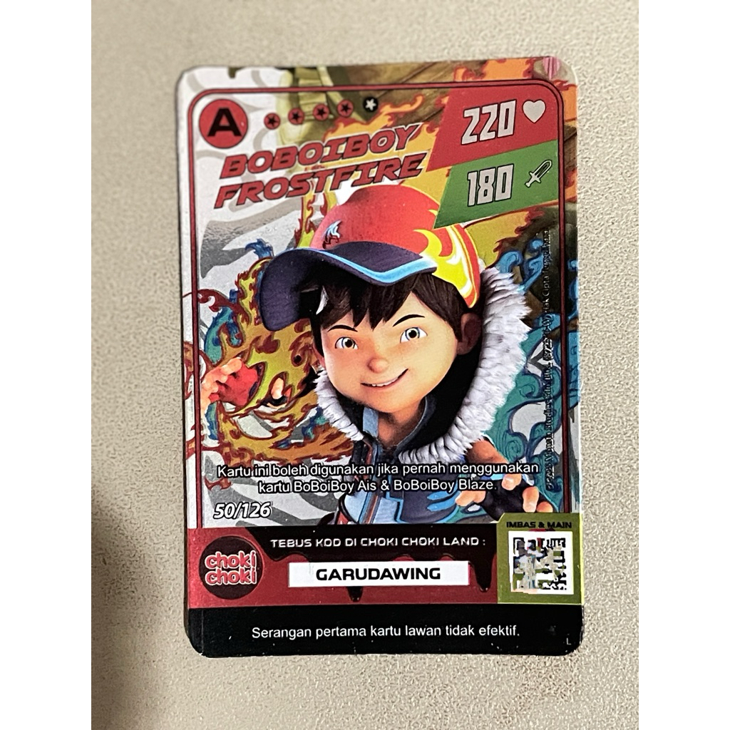 Kartu Boboiboy Frostfire ChokiChoki Monsta Galaxy Card